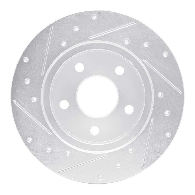 Chevrolet Malibu Brake Rotor (1) - Rear Right - R1 Concepts - Drilled & Slotted - Silver - `04-`12